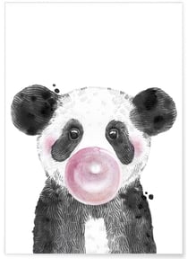 Affiche 'Bulle de Panda Rose' | A3 : 29,7x42cm