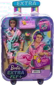 Poupee ken voyage en tenue de plage - barbie extra fly - mattel - hnp86