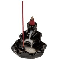 Porte-encens chute d'eau en céramique noire