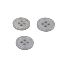 Lot de 6 boutons ronds coquillage 4 trous 11mm gris cendre