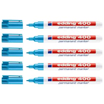 Marqueur permanent pointe fine - EDDING - Bleu Clair - Lot de 5