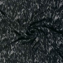 Tissu Satin Velvet Kaïra camouflage artistique Gris sur fond Noir
