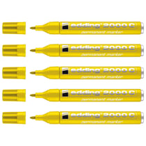 Lot de 5 marqueurs permanents - EDDING - Pointe ronde 1,5-3 mm - Corps aluminium - Jaune