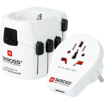 Adaptateur Monde Prise Secteur Pro World Usb Skross 2 Et 3 Pôles - 1750W - Prise USB 2,4 A -Blanc