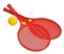 Raquettes de tennis plastique colore + balle en mousse - androni - jeu plein air