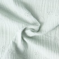 Tissu Double gaze de Coton Brodé Loline sur fond Vert menthe clair