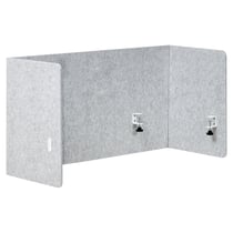 Séparateur de Bureau Complet Gris en PET Acoustique Recouvert de Tissu 120 x 60 cm avec Pinces de Fixation