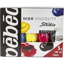 5 tubes de peinture acrylique - Pébéo - Studio - 100 ml - Blanc cyan magenta jaune noir