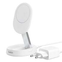 Belkin Chargeur sans Fil Qi2 BoostCharge Pro 15W avec Support de Charge Rétractable Blanc