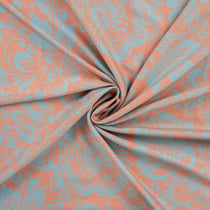 Tissu voile Ibiza Fleuris sur fond Bleu clair