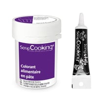 Colorant alimentaire en pâte 20 g Aubergine + Stylo de glaçage noir