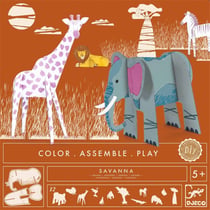 Colorie assemble et joue DIY Savane
