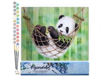 Peinture par Numéro Figured'Art - Panda dans son Hamac - Kit de Loisir Créatif DIY Numéro d'Art Complet - 40x50cm sans châssis en bois