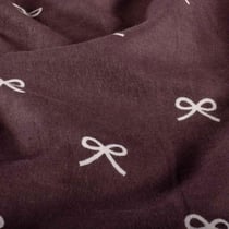 Tissu Flanelle de Coton Almée nœuds Blancs sur fond Prune