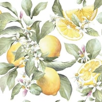 Lot de 4 serviettes en papier découpage collage 33 cm FRUIT CITRON FEUILLE FLEUR
