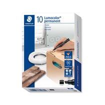 Lot de 10 marqueurs permanents - STAEDTLER - Lumocolor 350 - Pointe biseautée 2 - 5 mm - Noir