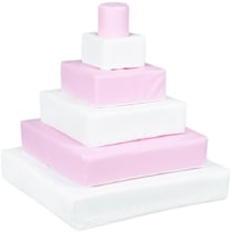Pyramide - lot de 6 gros blocs blanc rose pastel - Velinda