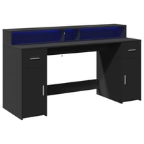 Bureau table poste de travail meuble d'ordinateur informatique étude avec lumières LED