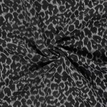 Tissu Jacquard toucher laine Éris léopard Noir sur fond Gris clair