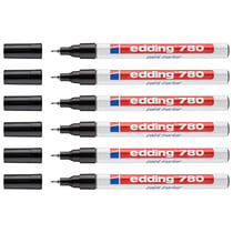 Lot de 6 marqueurs peinture permanents - EDDING - Noir - Pointe fine 0,8 mm