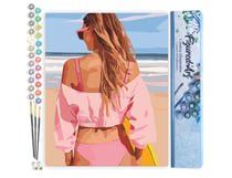 Peinture par Numéro Figured'Art - Journée de plage avec style - Kit de Loisir Créatif DIY Numéro d'Art Complet - 40x50cm sans châssis en bois