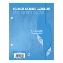 Feuilles simples - Petit format - Grands carreaux - Bleu - Perforées - 100 feuilles - Clairefontaine