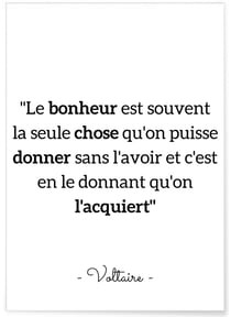 Affiche Voltaire : 'Le bonheur est souvent...' | A3 : 29,7x42cm