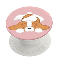 PopSockets PopGrip Pupper Napper pour Smartphone, Bague et Support Universel Blanc / Rose
