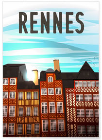 Affiche ville Rennes jour | A3 : 29,7x42cm