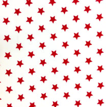 Tissu Coton imprimé Blanc Etoiles Rouges
