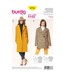 Patron Burda 6736 Veste et manteau du 34 au 46 taille n°FR 34-46
