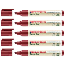 Lot de 5 marqueurs permanents rechargeables - EDDING - Pointe biseautée 1-5 mm - Rouge