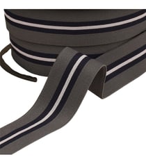 Bobine 20m élastique bicolore avec liseret central 32mm gris moyen