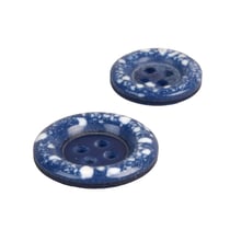 Bouton rond plastique recyclé 4 trous bleu français