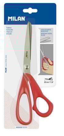 Blister ciseaux de bureau rouges basiques 20 cm