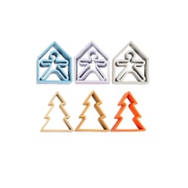 Personnages + maisons + arbres en silicone x 3