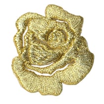 Lot de 3 écussons thermocollants petite rose doré - lurex 3x3.5cm