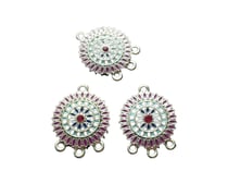 4 Chandeliers ethniques 27*21mm - argent vieilli et émail violet