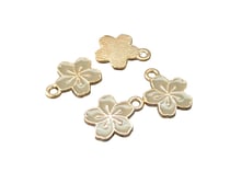 4 Breloques Fleur émaillées taupe et dorées 15*12mm