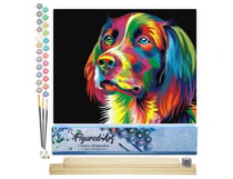 Peinture par Numéro Figured'Art - Chien Pop Art - Kit de Loisir Créatif DIY Numéro d'Art Complet - 40x50cm toile roulée + châssis en bois à monter