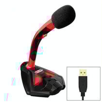 Microphone Omnidirectionnel USB Avec Support Téléphone Pour PC Et Mac Noir Rouge YONIS