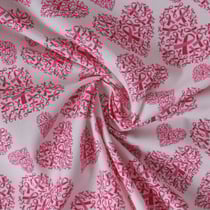 Tissu Coton imprimé Love rose sur fond Blanc - Au mètre