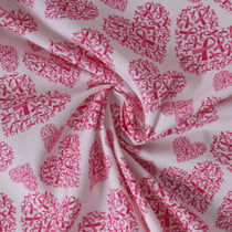 Tissu Coton imprimé Love rose sur fond Blanc - Au mètre