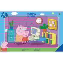 Puzzle avec cadre - peppa pig et maman pig jouent sur l'ordinateur 15 pieces - ravensburger - 06123