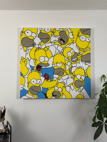 Tableau peinture originale sur toile — Homers — pop art — Art mural Calbarracin — 100 x 100 cm