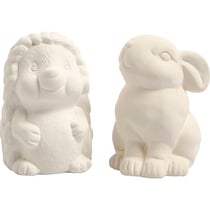 Tirelire, hérisson et lièvre, H : 10 cm, blanc, 2 pièces/ 1 Pq.