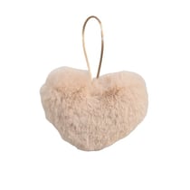 Pompon fourrure artificielle cœur 45x 65mm ivoire