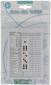 Jeu de Yam – 5 des et feuille de compte - Mercier - Bleu