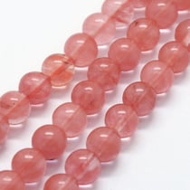 Fil de 45 perles ronde pierre naturelle fabrication bijoux QUARTZ CERISE 8 MM