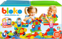 BLOKO – Coffret de 150 avec 2 Plaques de Jeu et 2 Figurines Famille – Dès 12 Mois – Fabriqué en Europe – Jouet de Construction 1er âge – 503625